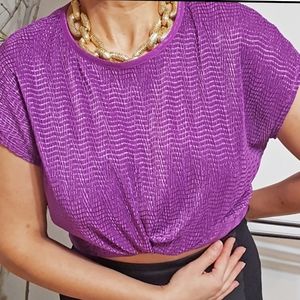 🔖90's-Y2K 💜Purple Bubble Popcorn Stretchy Top